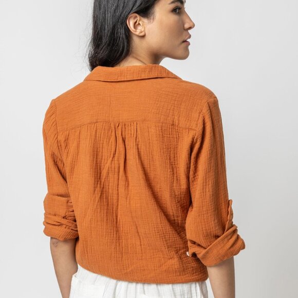 Lilla P Signature Gauze Button Down Shirt - Picture 2 of 10